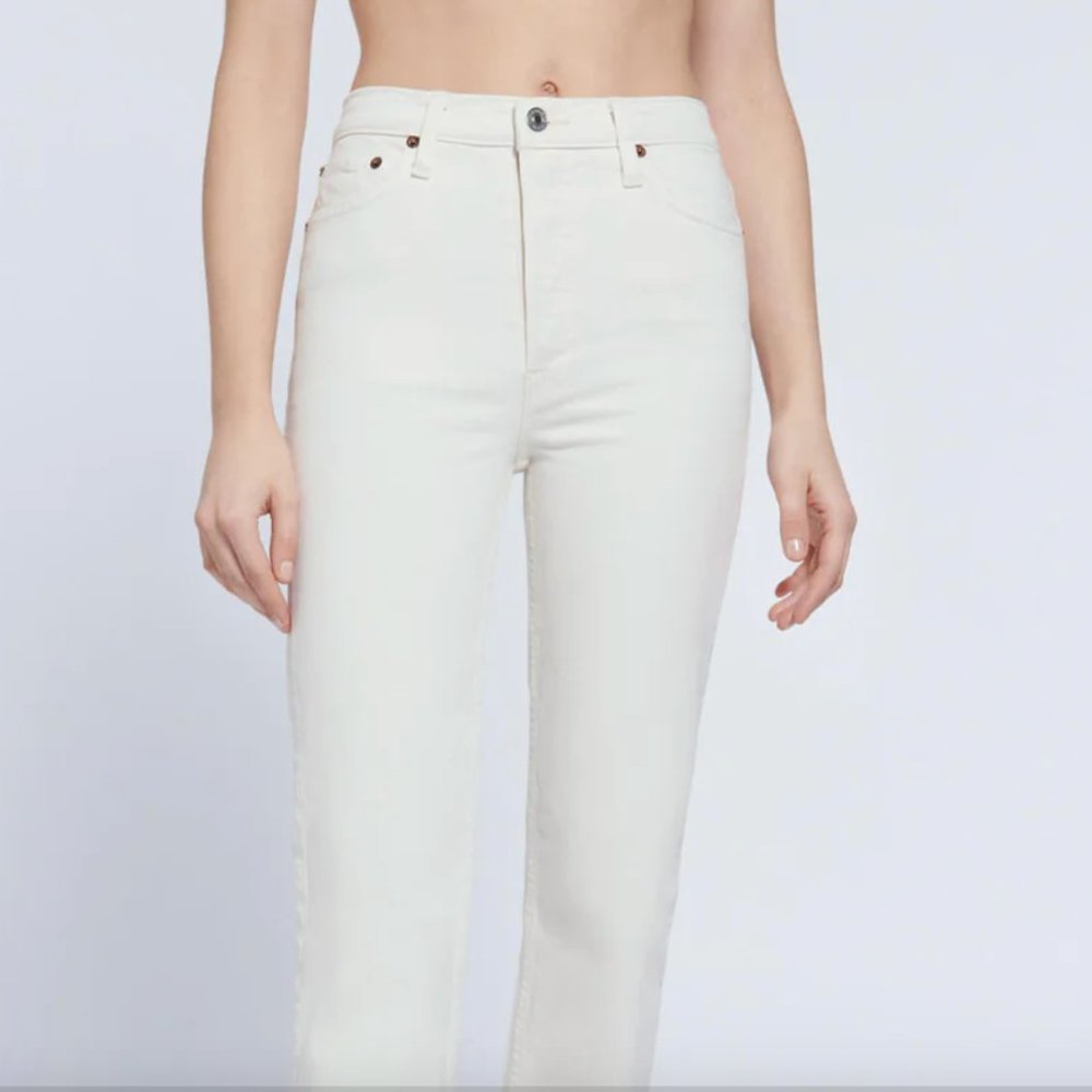 RE/DONE Straight  Leg Denim Jeans  Cream White